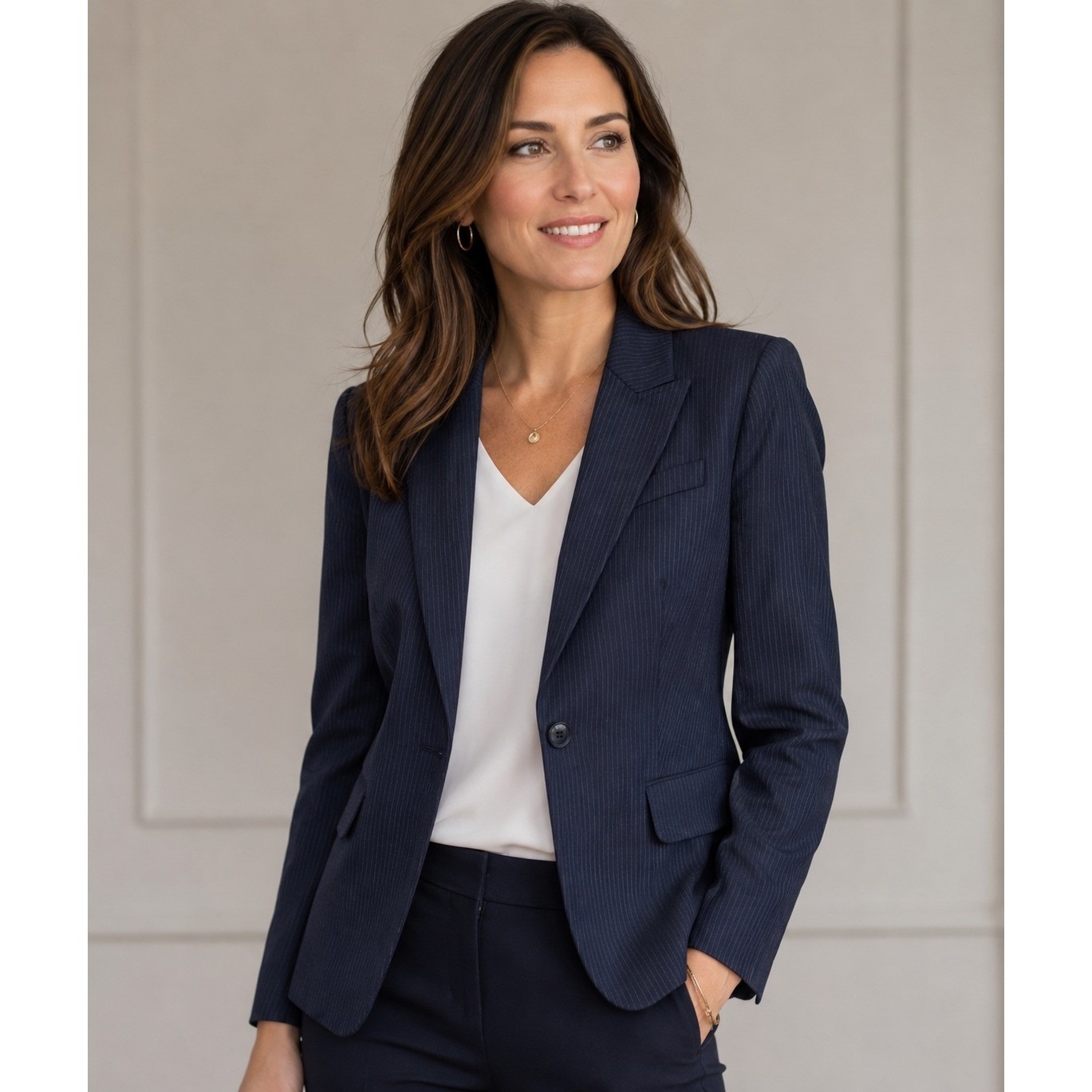 Talbots Blazer 6 Navy Blue Pinstripe Wool Classic Preppy Career Academia Jacket